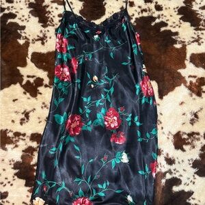 Floral Slip Dress with Red and Green Accents